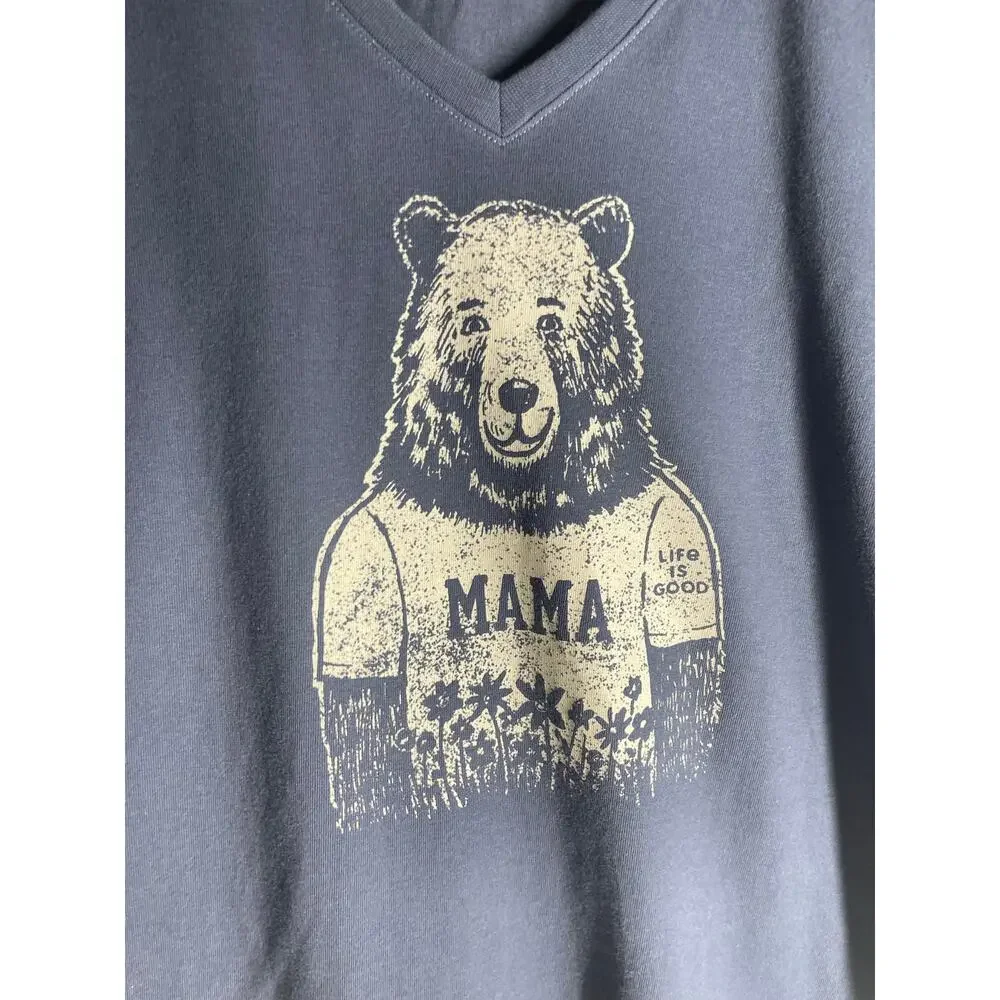 Life is Good Mama Bear Navy Blue Crusher Tee Short Sleeve Women's Large NEW - Picture 2 of 6